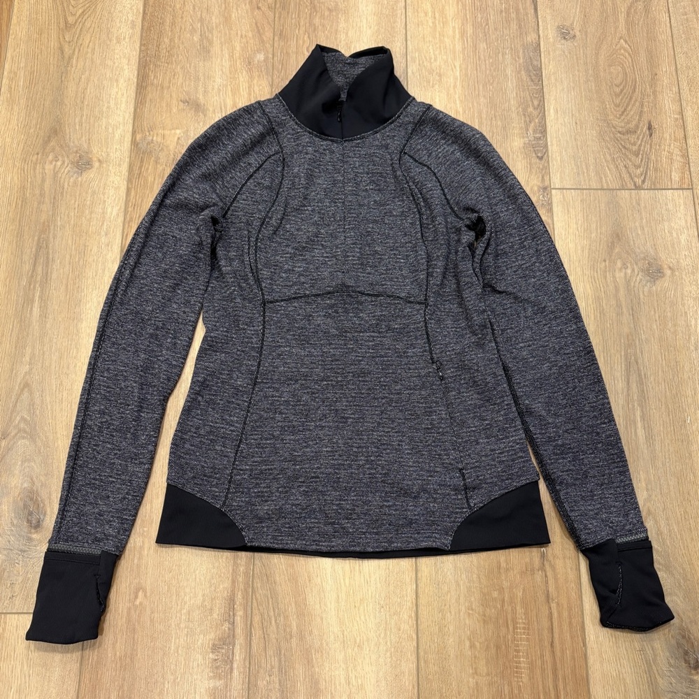 🌟LULULEMON🌟 RUNDERFUL 1/2 HALF ZIP PULLOVER TOP STRETCH GRAY SZ 8